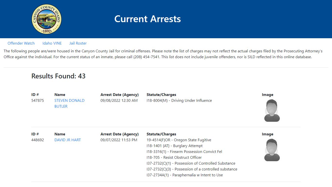 Current Arrests